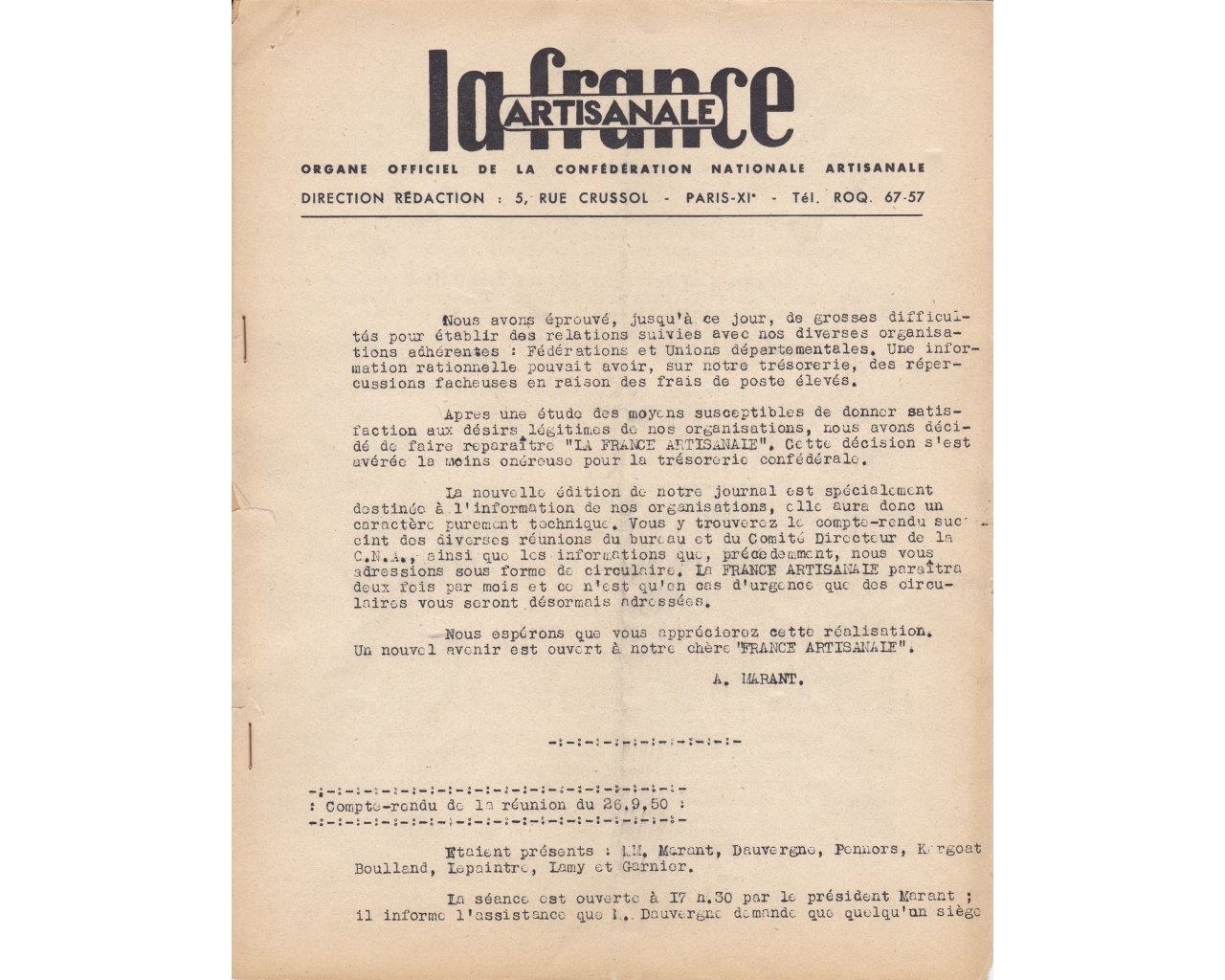 1950 - La France Artisanale, revue de la CNAM