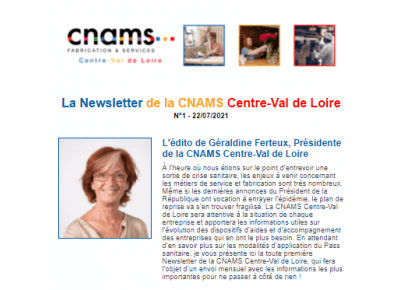 La CNAMS Centre-Val de Loire vous propose sa première newsletter