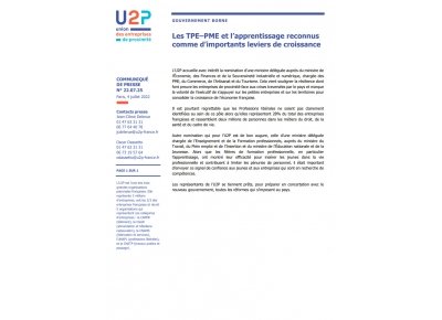 Gouvernement Borne : les TPE–PME et l’apprentissage reconnus comme d’importants leviers de croissance